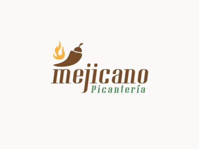 Mejicano Picante logo with chili and flame